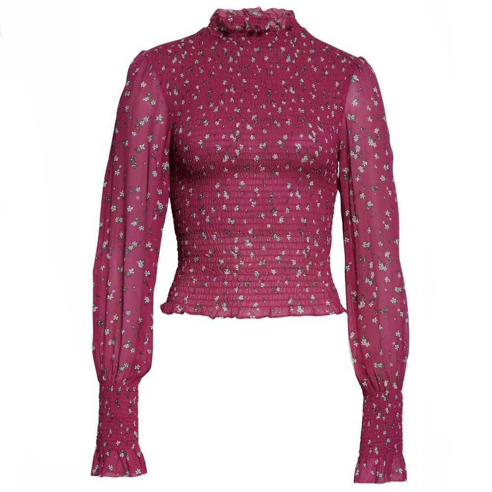 $350 NEW RAG & BONE PINK FLORAL PRINT SMOCKED TOP - image 9