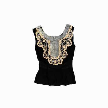 French Connection Embroidered Beaded Top