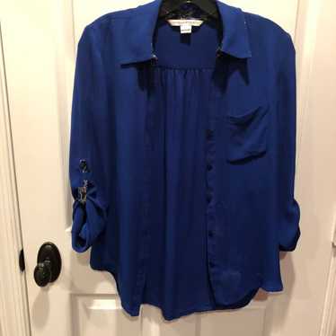 Dvf royal blue silk blouse