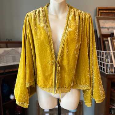 New Free People Abbie VELVET Bed Jacket $168 fashion SMALL Black & Gold