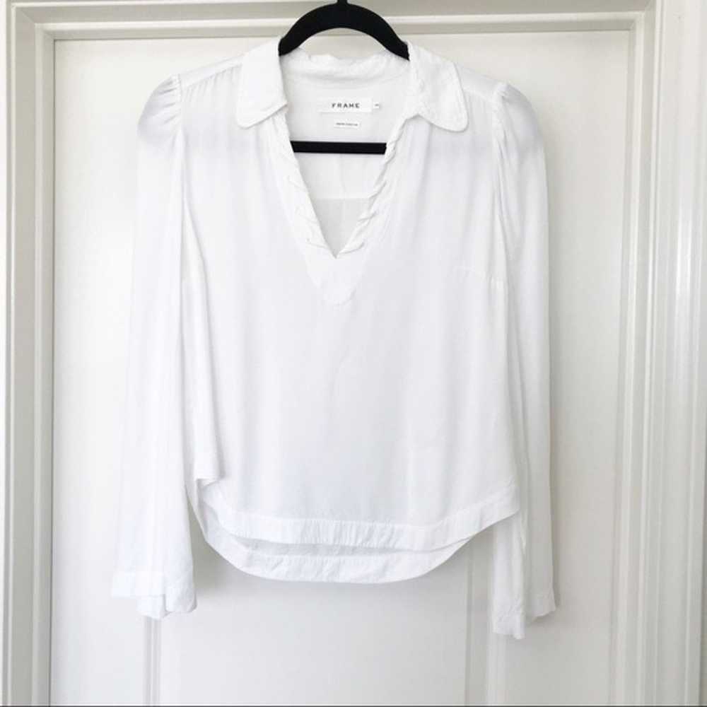 Frame Denim White Whipstitch Long Sleeve Blouse - image 2