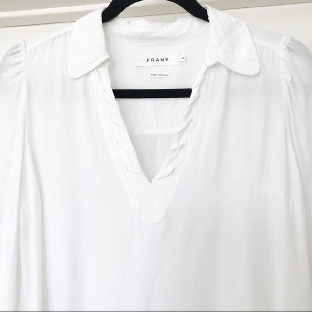 Frame Denim White Whipstitch Long Sleeve Blouse - image 5