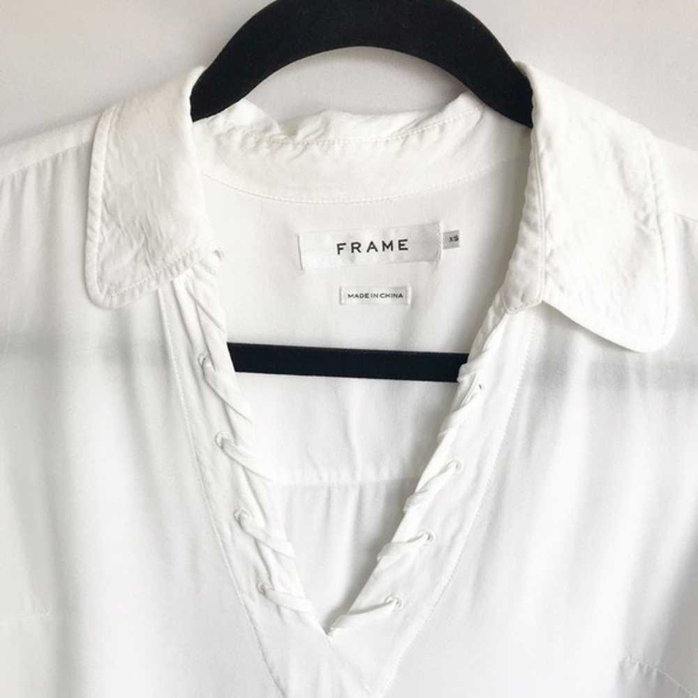 Frame Denim White Whipstitch Long Sleeve Blouse - image 7