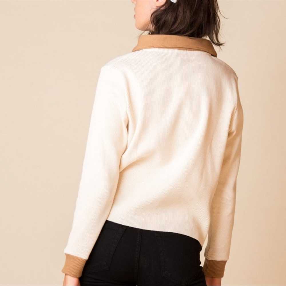 Donni. Thermal Duo Pullover - size XS- Cream/Camel - image 4