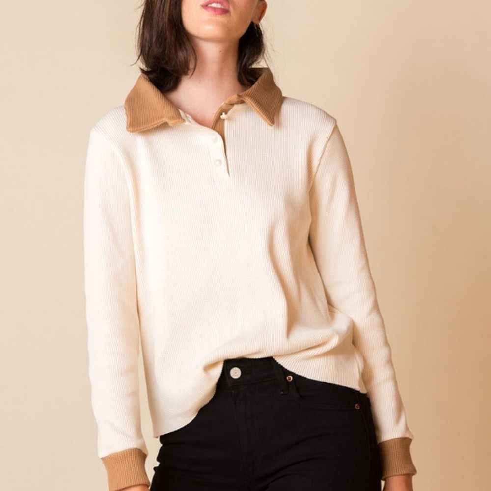 Donni. Thermal Duo Pullover - size XS- Cream/Camel - image 6