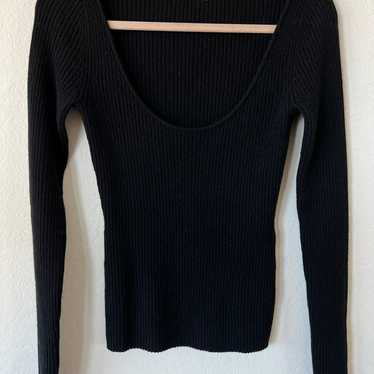 Reformation Mia Cashmere Black Long Sleeve Ribbed 