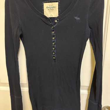 Y2K Abercrombie and Fitch Navy Long Sleeve Henley - image 1