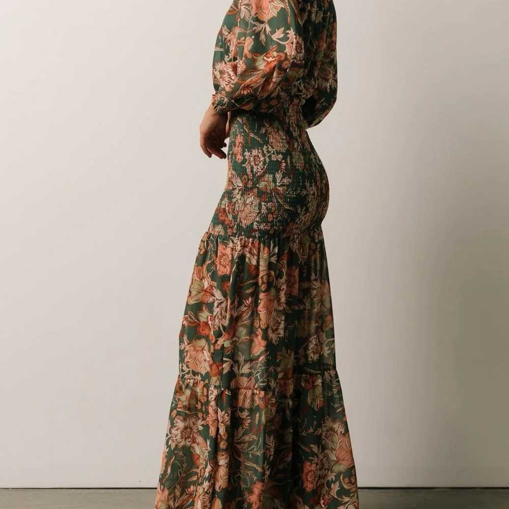 Green & Rust Floral Smocked Maxi Dress - image 2