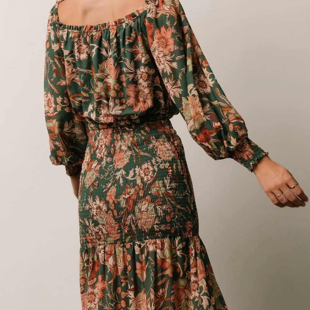 Green & Rust Floral Smocked Maxi Dress - image 5