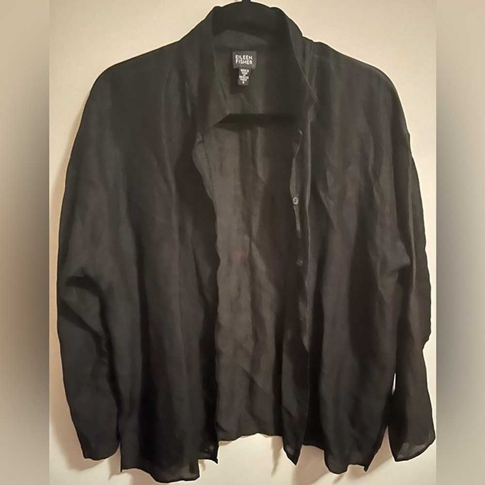 Eileen Fisher Black Linen and Silk Blouse sz S - image 5