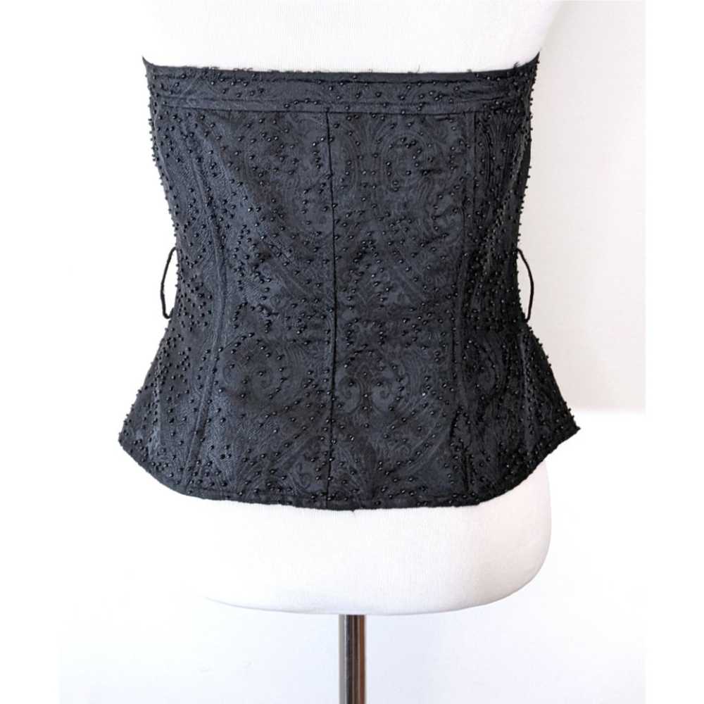 Magaschoni Strapless Silk Beaded Corset Top Black… - image 3