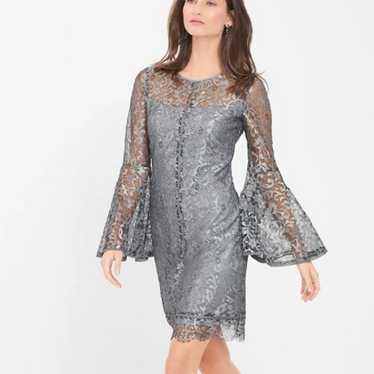 WHBM Metallic Lace Bell Sleeve Dress