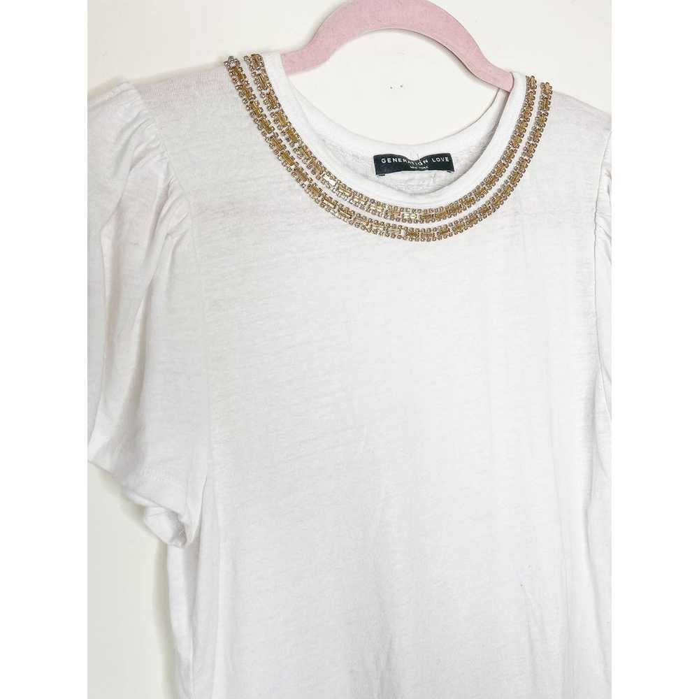 Generation Love Embellished Puff-Sleeve Top in Wh… - image 3