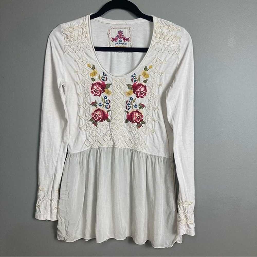 Johnny Was top small long sleeve cotton peplum bl… - image 8