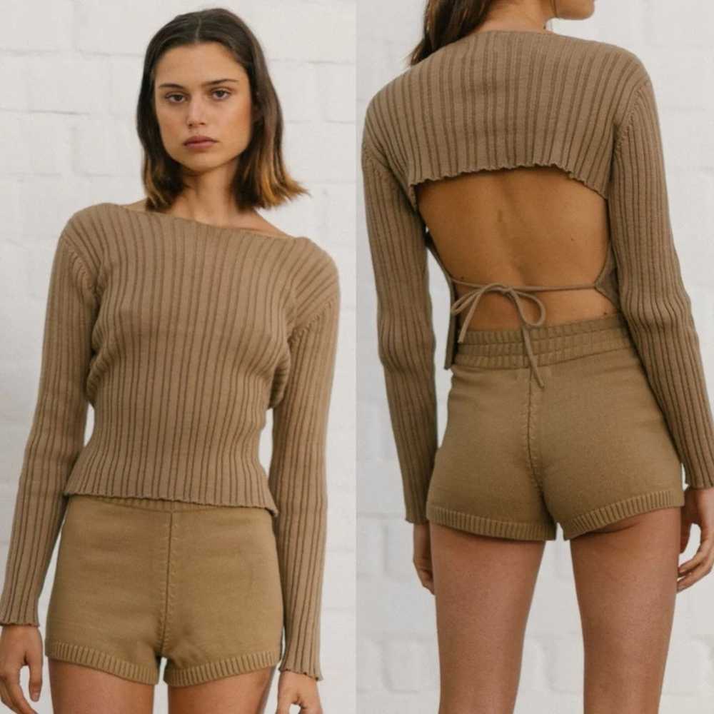 ALOHAS | Honest Brown Knit Open Back Top Size: sm… - image 1
