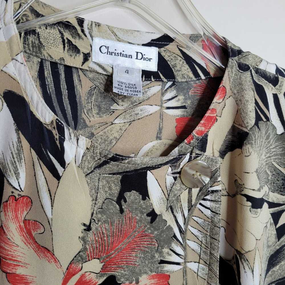 Christian Dior Vintage Designer Silk Button-up Bl… - image 2