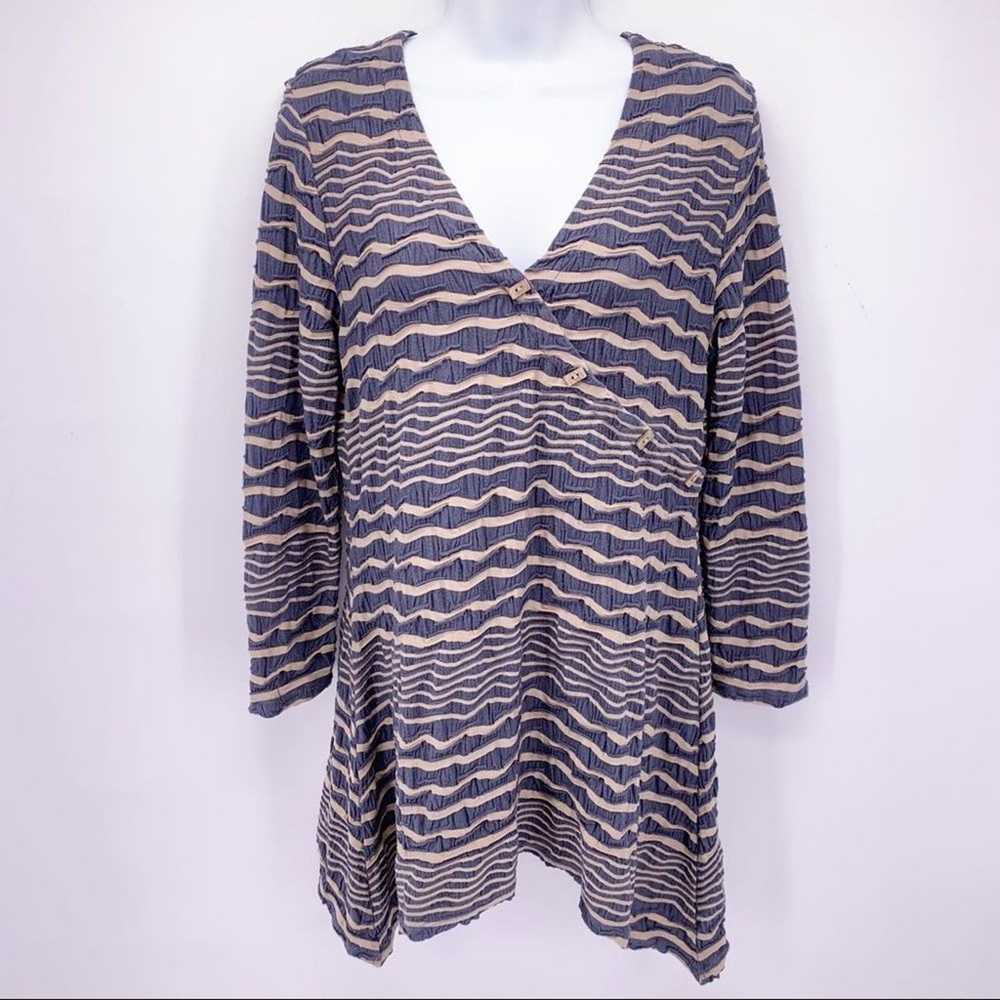 Tianello Paige Stripe Knit Asymmetric Tunic Top B… - image 1