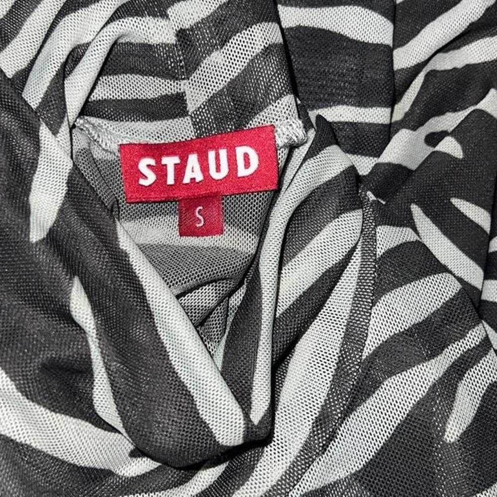 STAUD Zebra Print Roll Neck Mesh Top Long Sleeves… - image 6