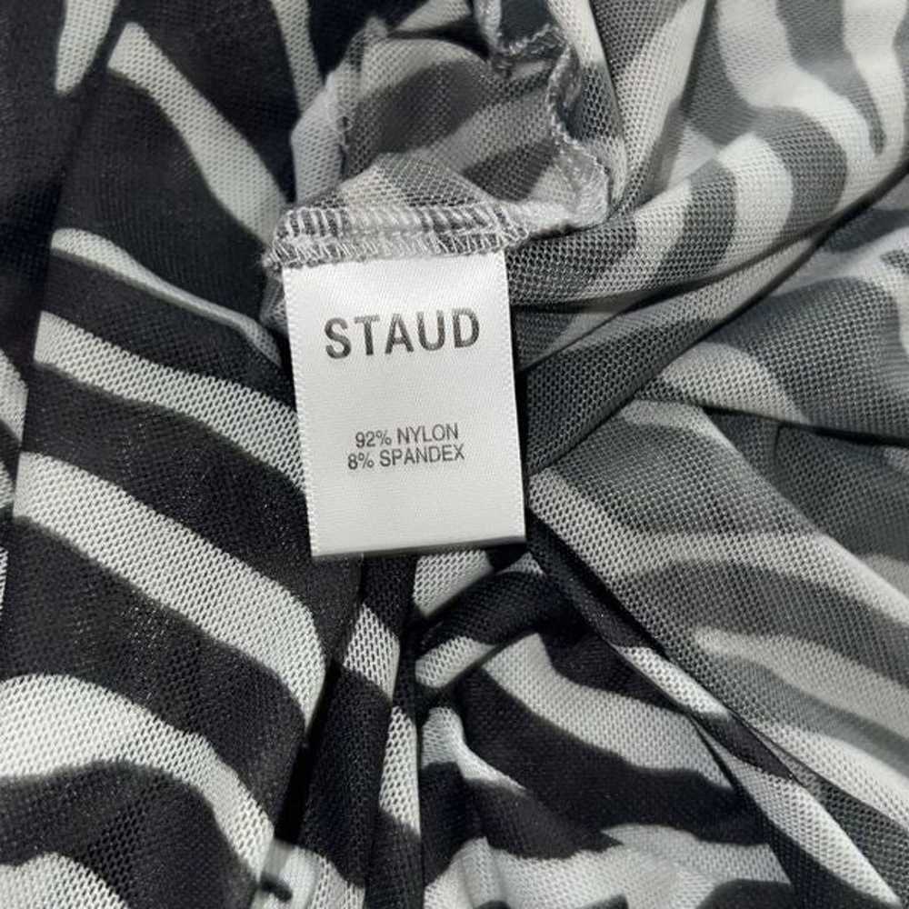 STAUD Zebra Print Roll Neck Mesh Top Long Sleeves… - image 7