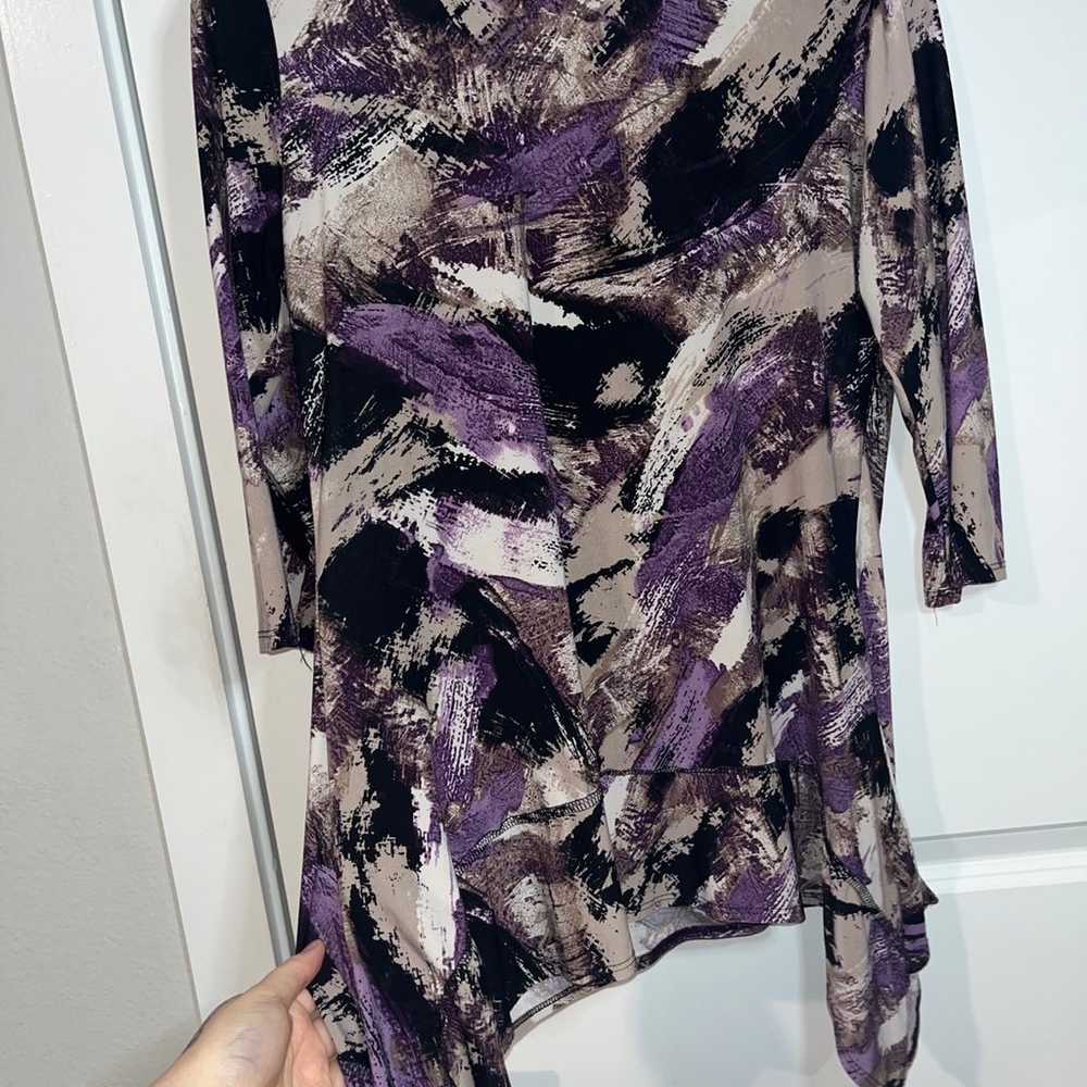 Coco Bianco Cowl Neck Hankerchief Hem PurpleTunic… - image 4