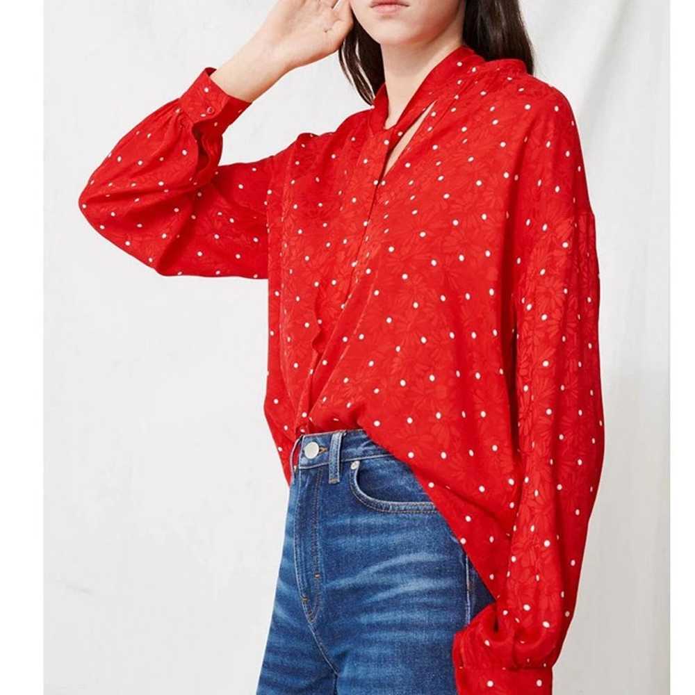 Maje Lipia Tie-neck Polka Dot Jacquard Blouse In … - image 4