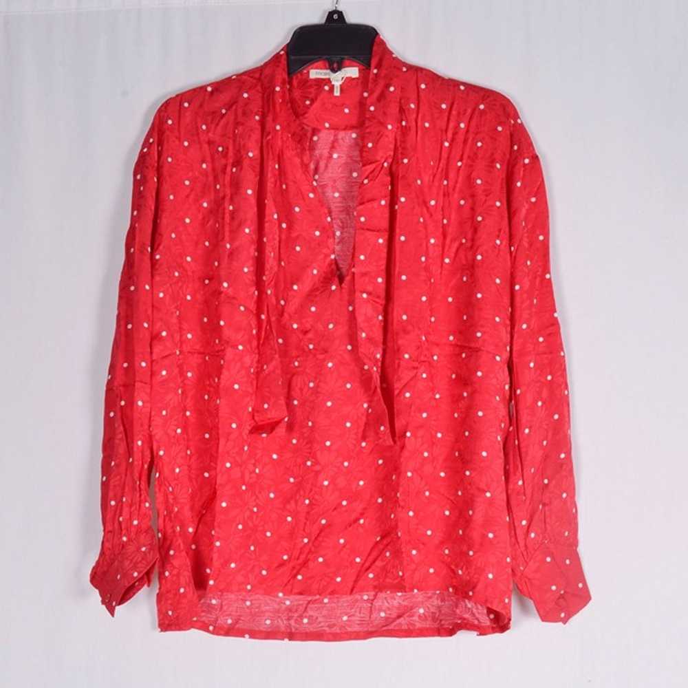 Maje Lipia Tie-neck Polka Dot Jacquard Blouse In … - image 5