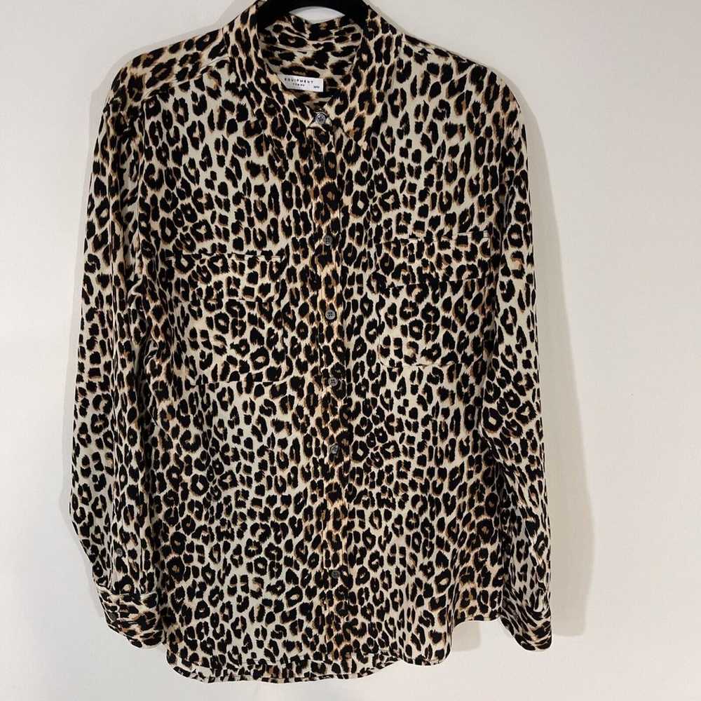 Equipment Signature Lux Silk Blouse Top Shirt Leo… - image 5