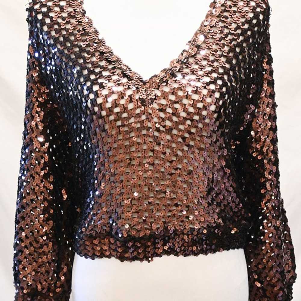 Vintage 1970s Saks Fifth Avenue Brown Sequins Str… - image 1