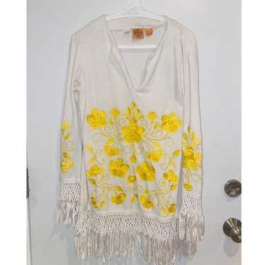 Tory Burch embroidered white top