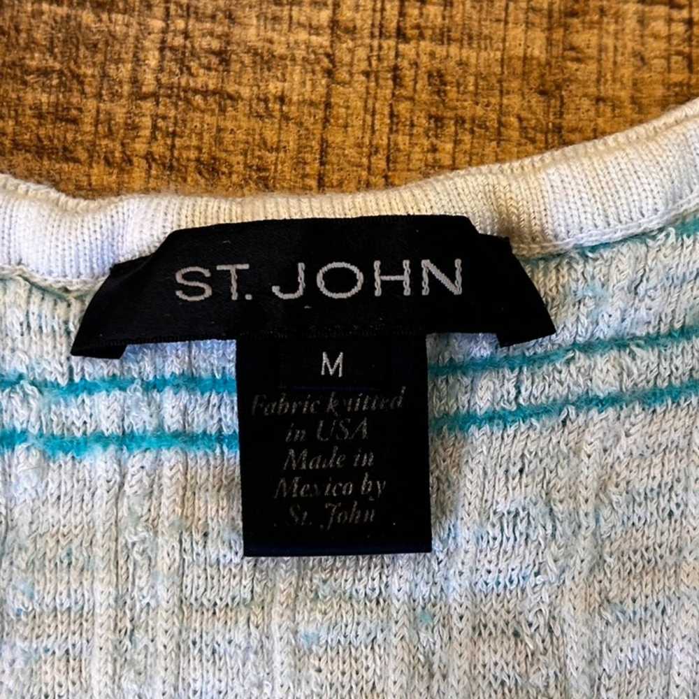 St. John Blue White Knit Sleeveless Top Medium Wo… - image 5