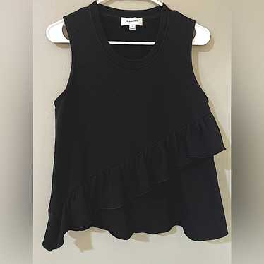 CARVEN black sleeves flowy black blouse ruffle de… - image 1