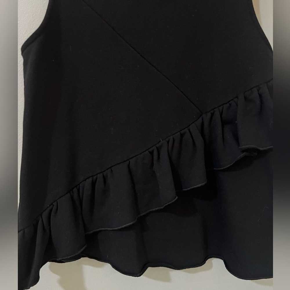 CARVEN black sleeves flowy black blouse ruffle de… - image 2