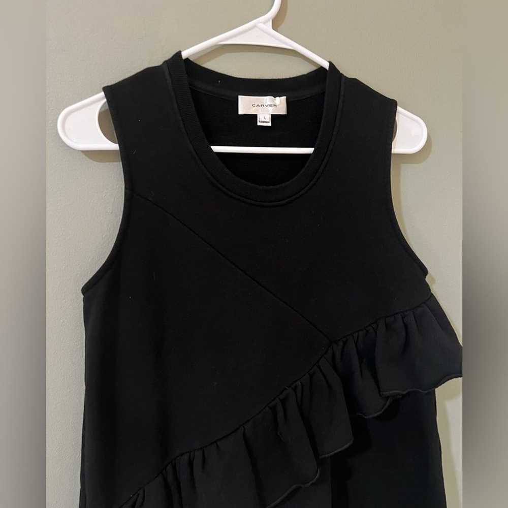 CARVEN black sleeves flowy black blouse ruffle de… - image 7