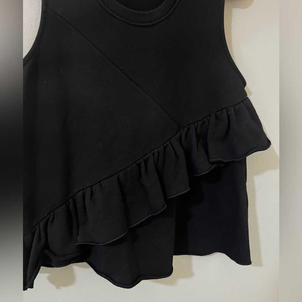 CARVEN black sleeves flowy black blouse ruffle de… - image 8