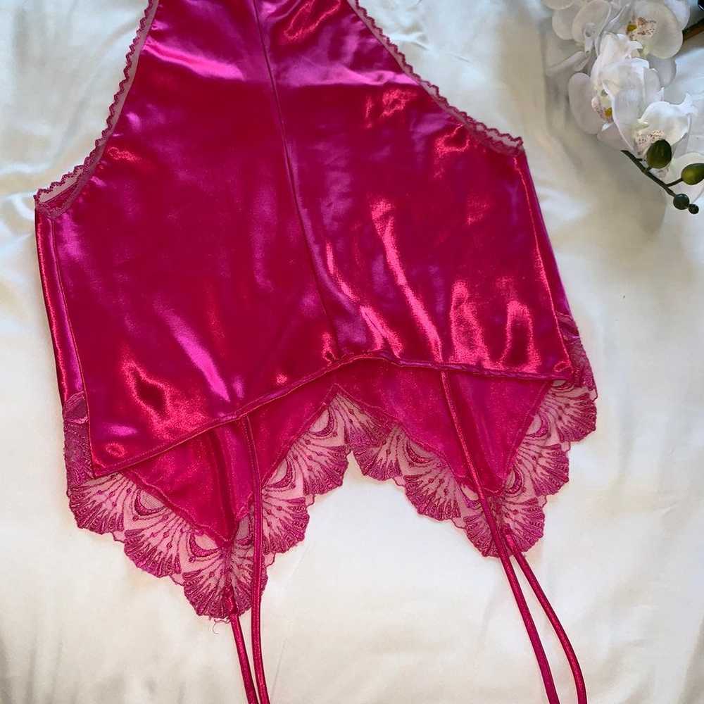 Vintage Victoria Secret Lace Bodysuit Silky Pink … - image 2