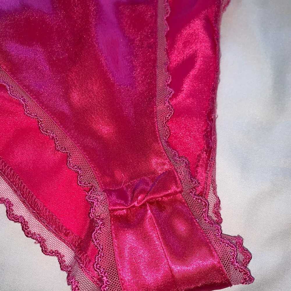 Vintage Victoria Secret Lace Bodysuit Silky Pink … - image 3