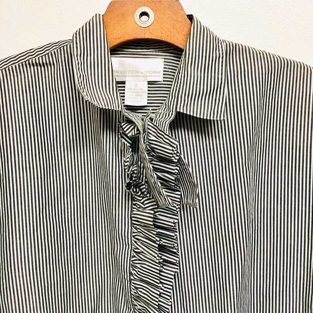 Preston York vintage tuxedo striped blouse shirt … - image 2