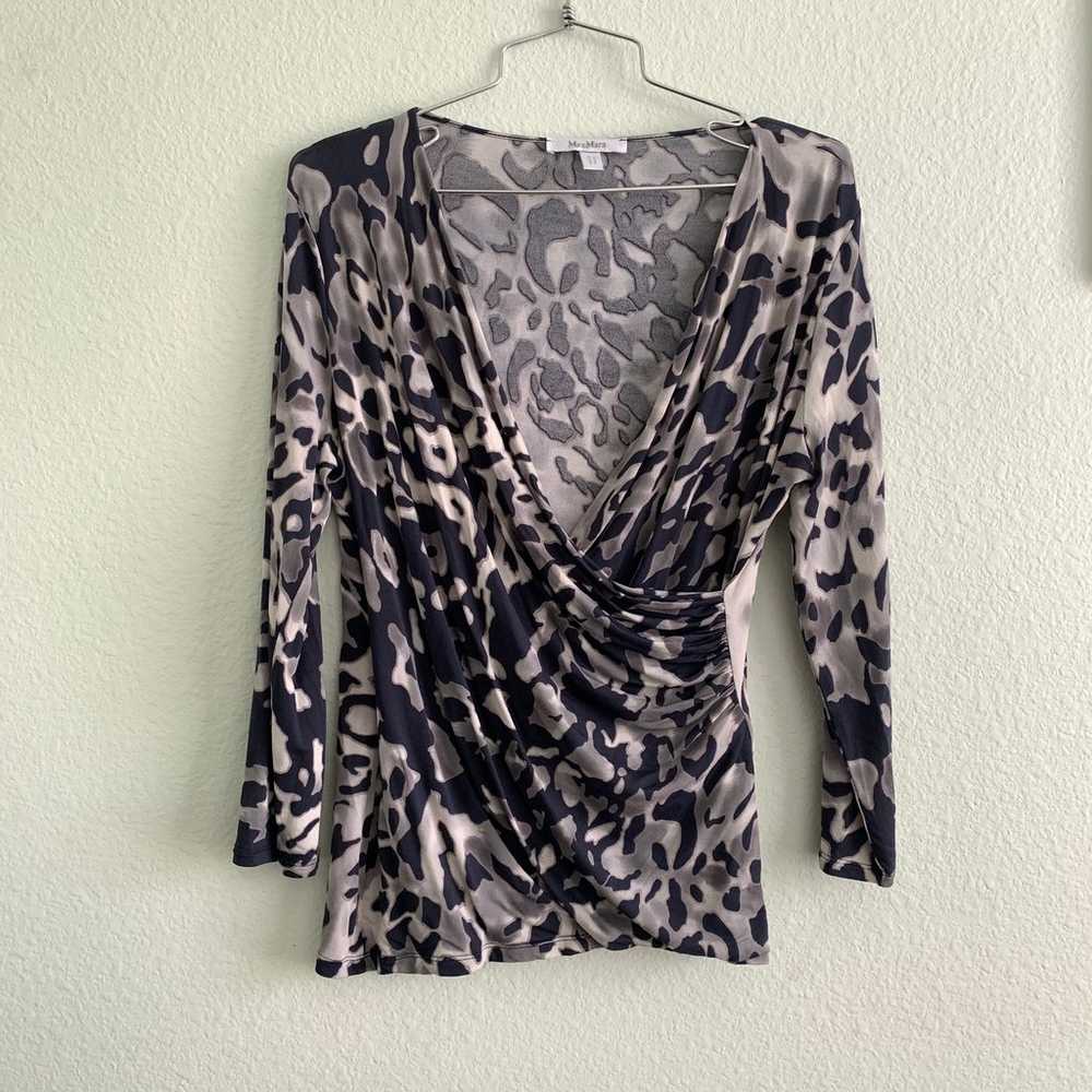 MAX MARA long sleeve abstract animal print blouse… - image 2