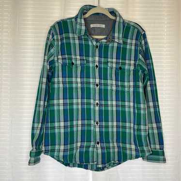 Outerknown Womens Size Large Blue Green Plaid Bla… - image 1