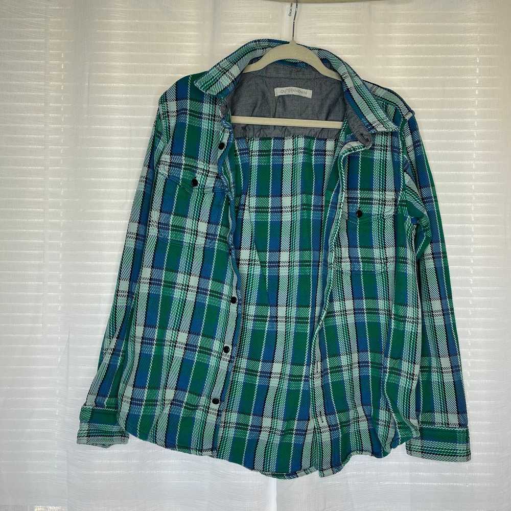 Outerknown Womens Size Large Blue Green Plaid Bla… - image 2