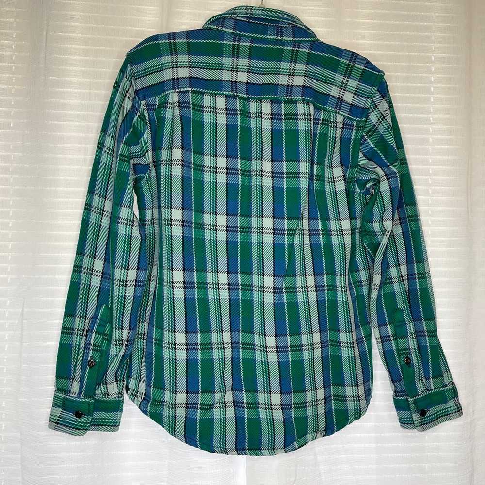 Outerknown Womens Size Large Blue Green Plaid Bla… - image 3