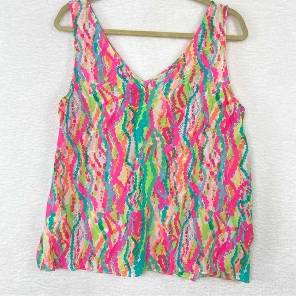 Lilly Pulitzer 100% silk Dripping jewels v neck t… - image 3