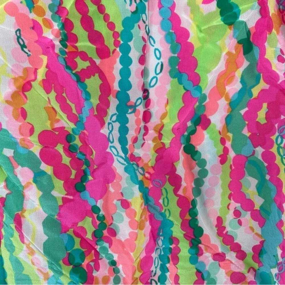 Lilly Pulitzer 100% silk Dripping jewels v neck t… - image 6