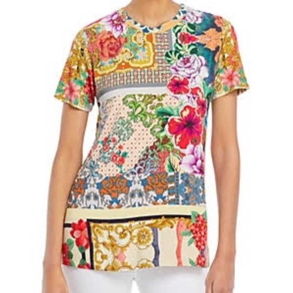 Johnny Was floral shortsleeves top large - image 2