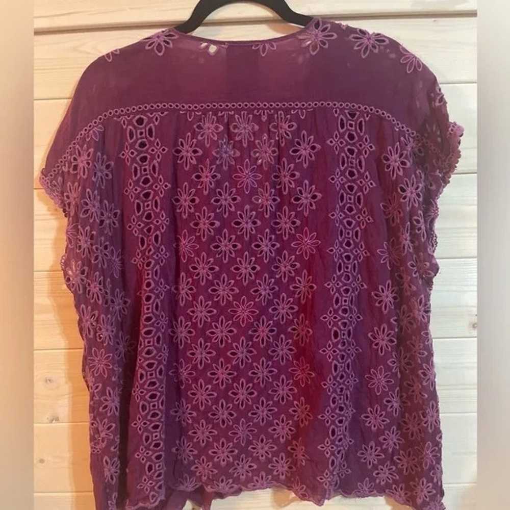 Johnny Was purple Leith bohemian eyelet top - image 10