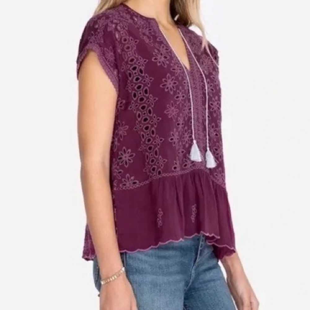 Johnny Was purple Leith bohemian eyelet top - image 2