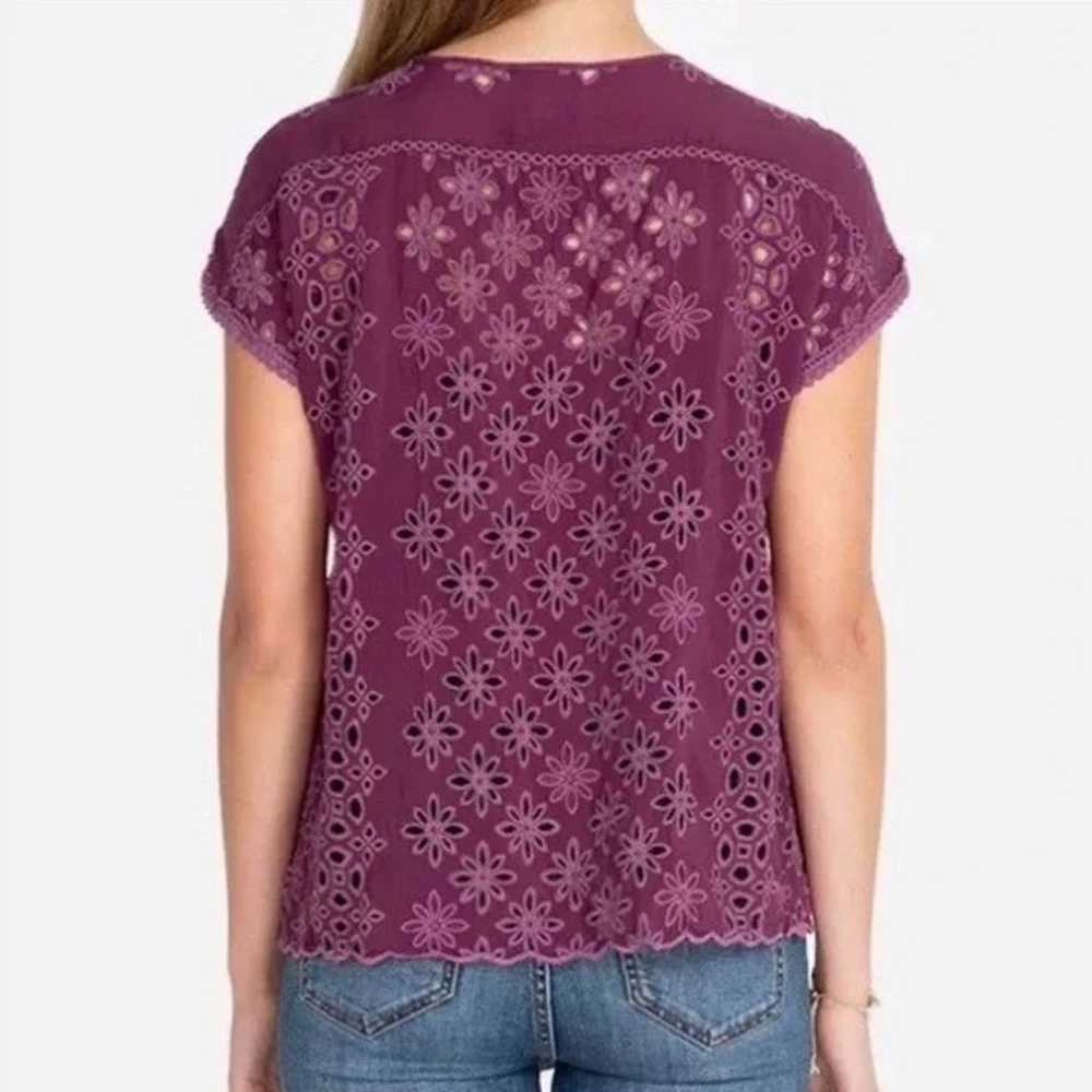 Johnny Was purple Leith bohemian eyelet top - image 3
