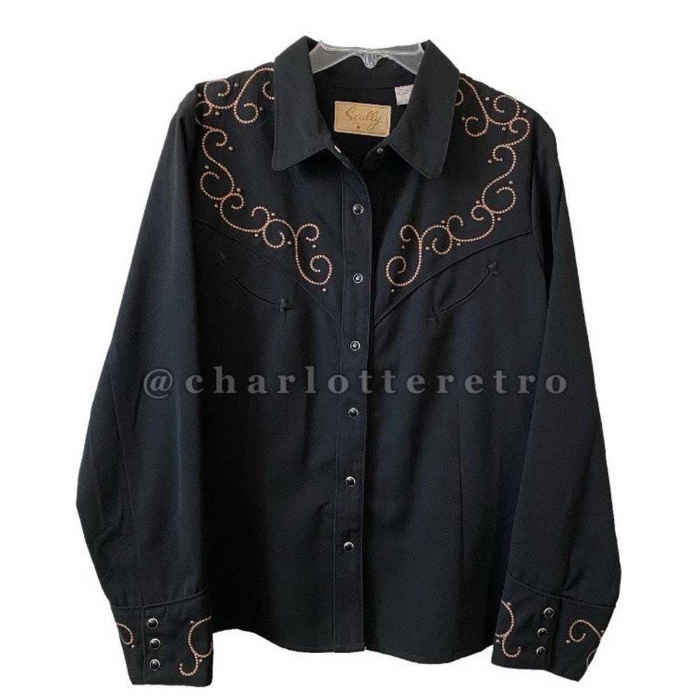 SCULLY • Black Pearl Snap  L/S Shirt • Studded Cr… - image 3