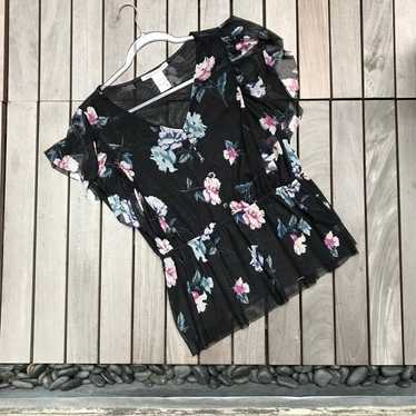 AMERICAN RAG Floral Mesh Lined Blouse - image 1