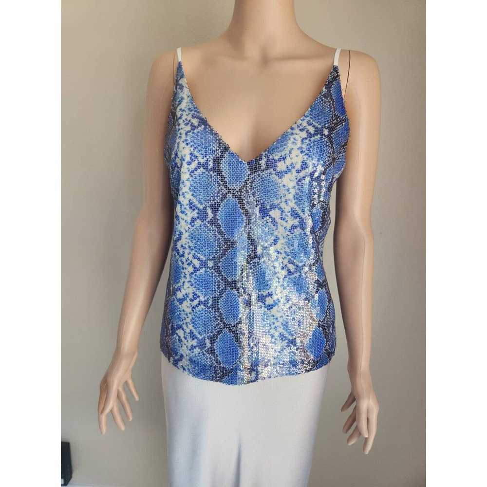 NWOT L'AGENCE Jane Sequin Cami Size XS Blue/White - image 2